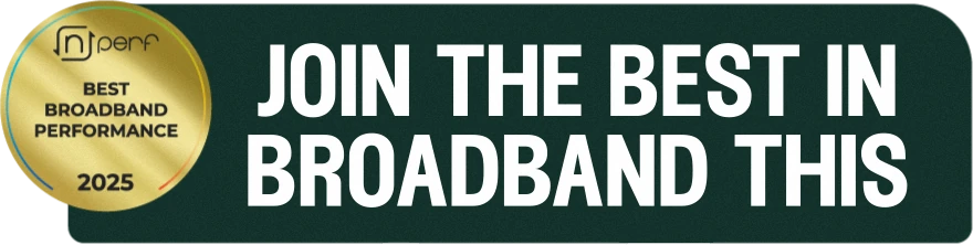 'Join the best in broadband this EOFY' text, with the Best Broadband Performance 2025 nPerf award badge overlaid.
